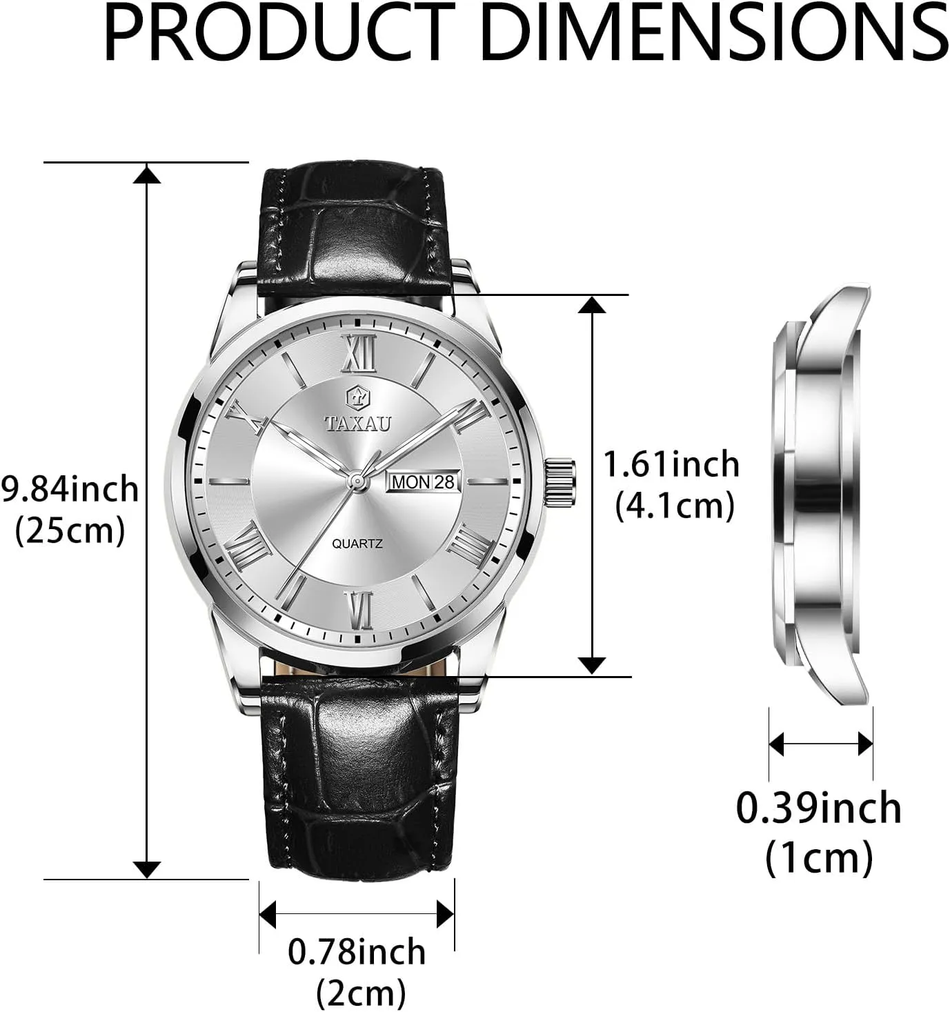 Mens Watches Waterproof Leather Watch for Men Dress Luxury Analog Quartz Watch Casual Large Number Wrist Watch Day Date Classic Watches Easy Read Big Face reloj para Hombre