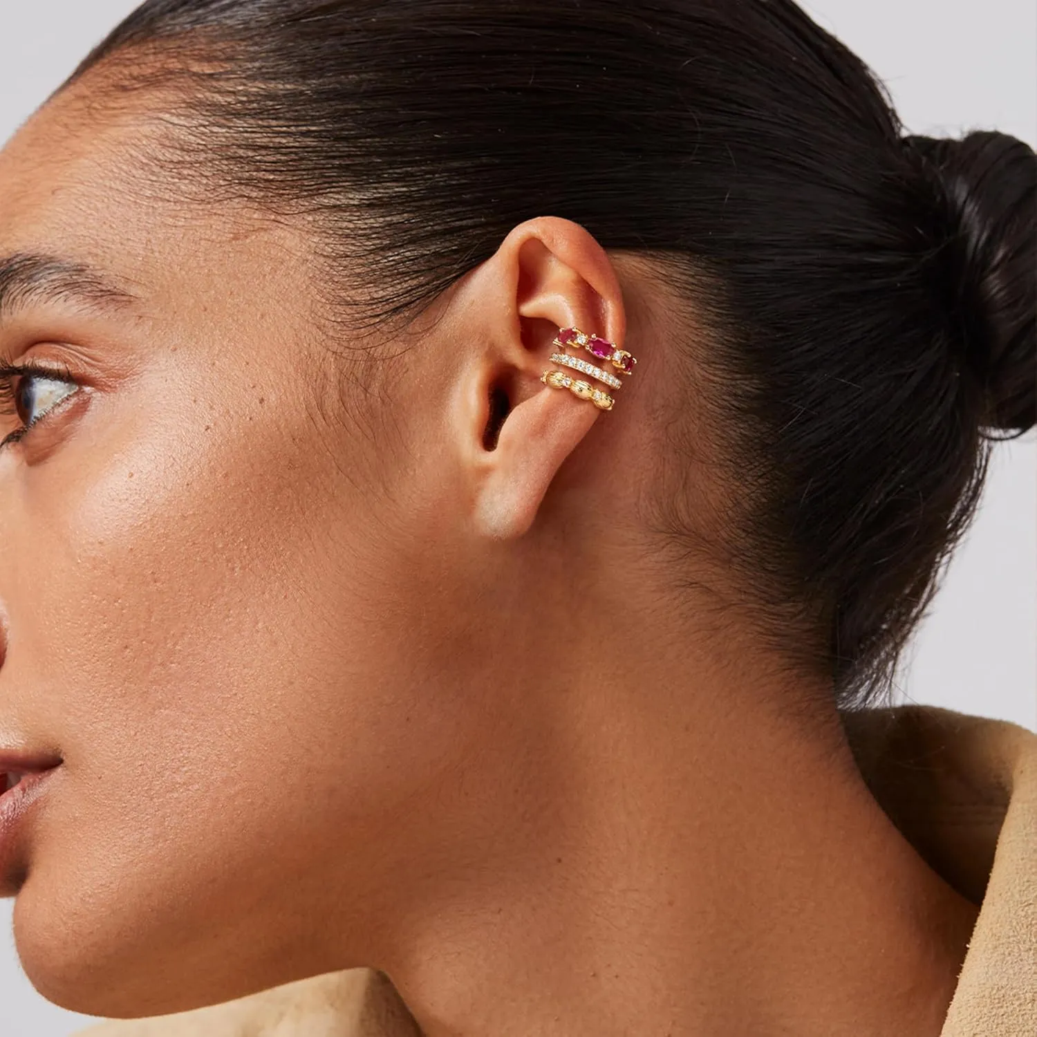 MEVECCO Ear Cuffs Non Piercing For Women 18K Gold Plated CZ Ear Cuff Earring Clip on Cartilage Fake Hoop Earrings Stack Jewelry Gifts