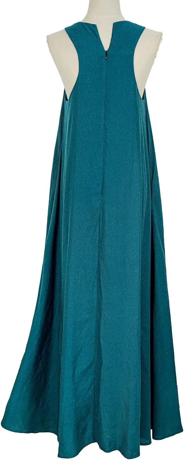 Mingyuezai Women's Sleeveless Linen Maxi Dress Casual Long Dresses with Pockets