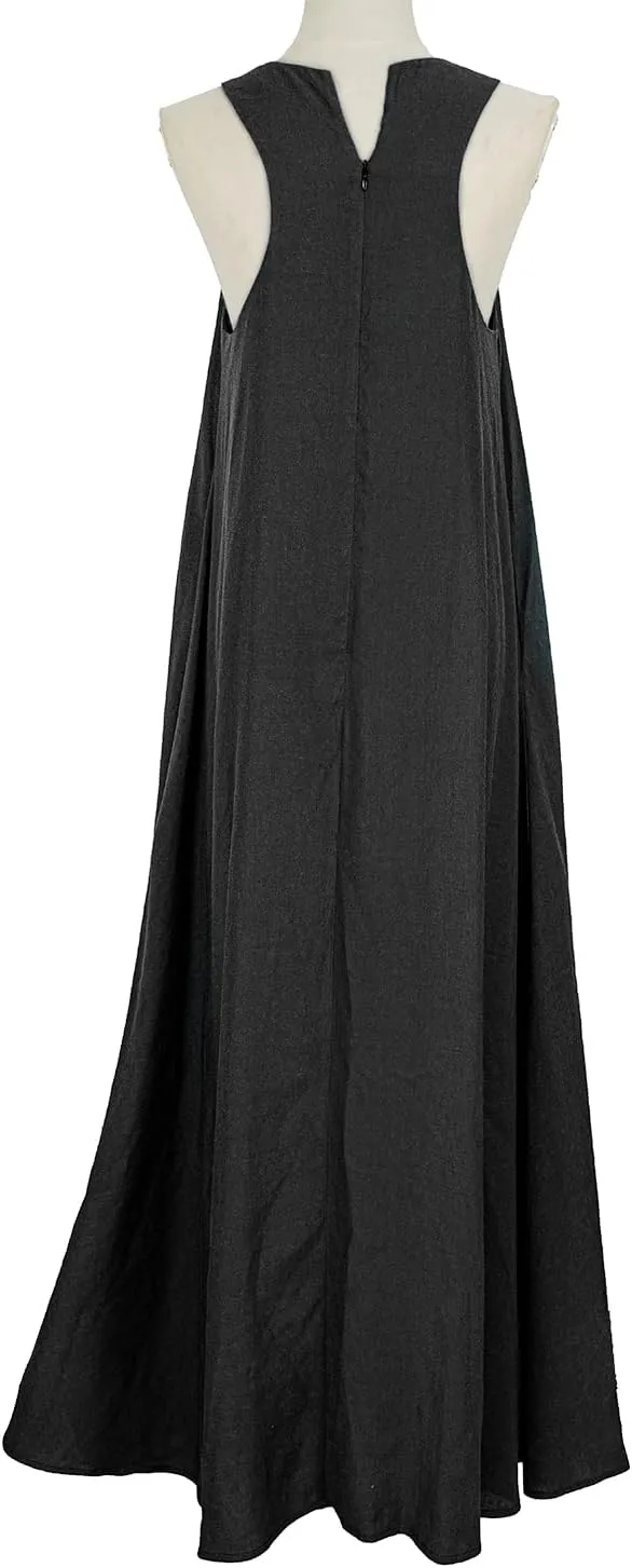 Mingyuezai Women's Sleeveless Linen Maxi Dress Casual Long Dresses with Pockets