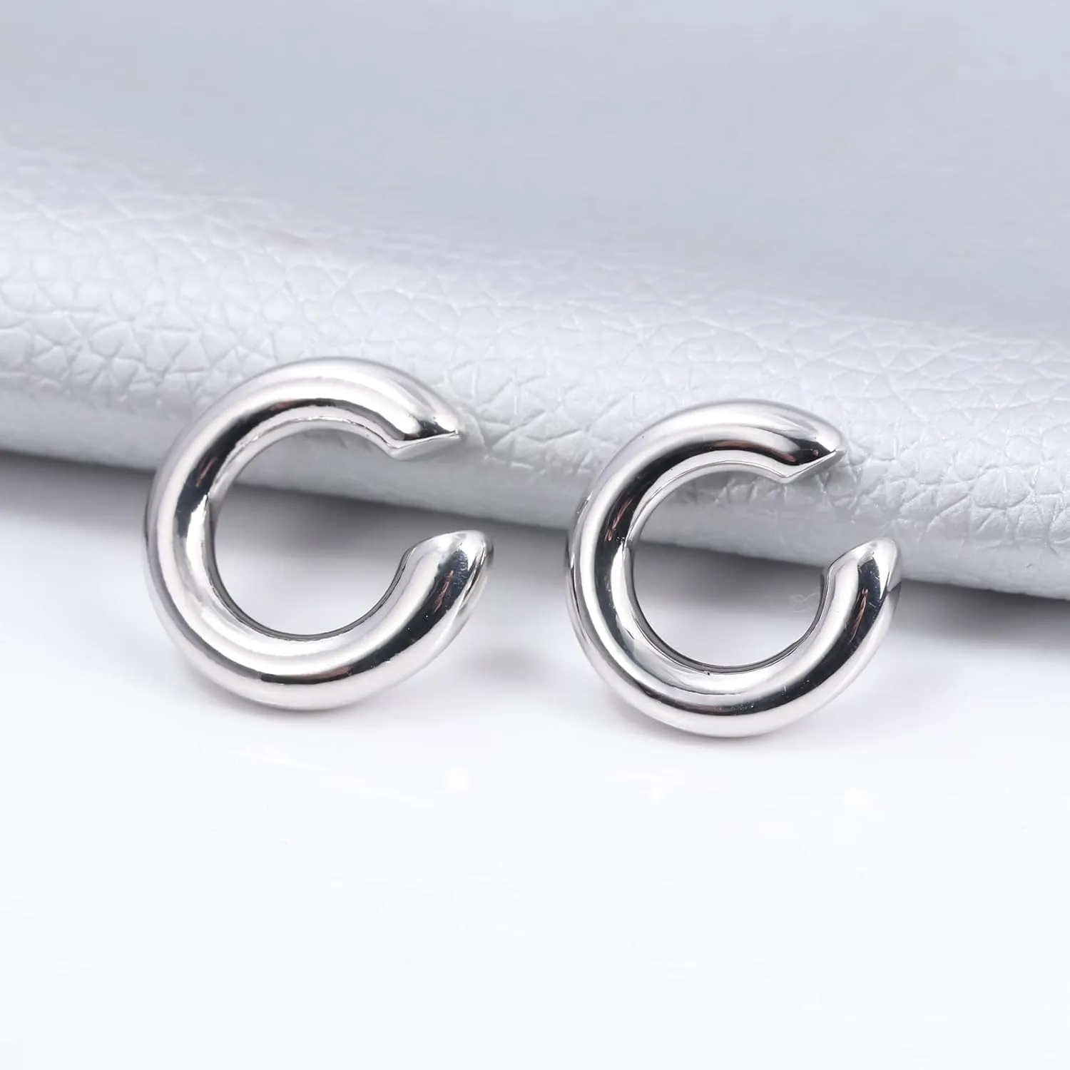 Minimalist Huggie Ear Cuffs Earrings Non Piercing - Clip on Cartilage Wrap Tubular Open Hoop Fake Earrings - Dainty Statement Earring Pair Trendy Jewelry Gift for Women Men