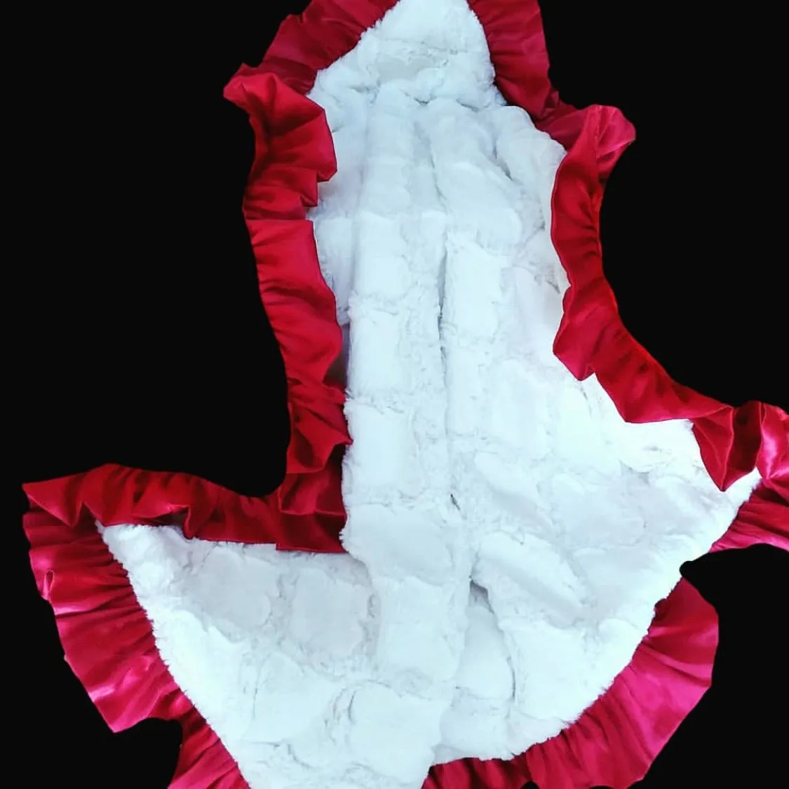 Minky Ivory and Red Blanket