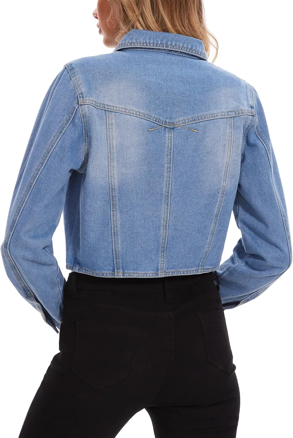 MISS MOLY Women's Cropped Denim Jackets Long Sleeve Classic Trendy Casual Jean Jackets