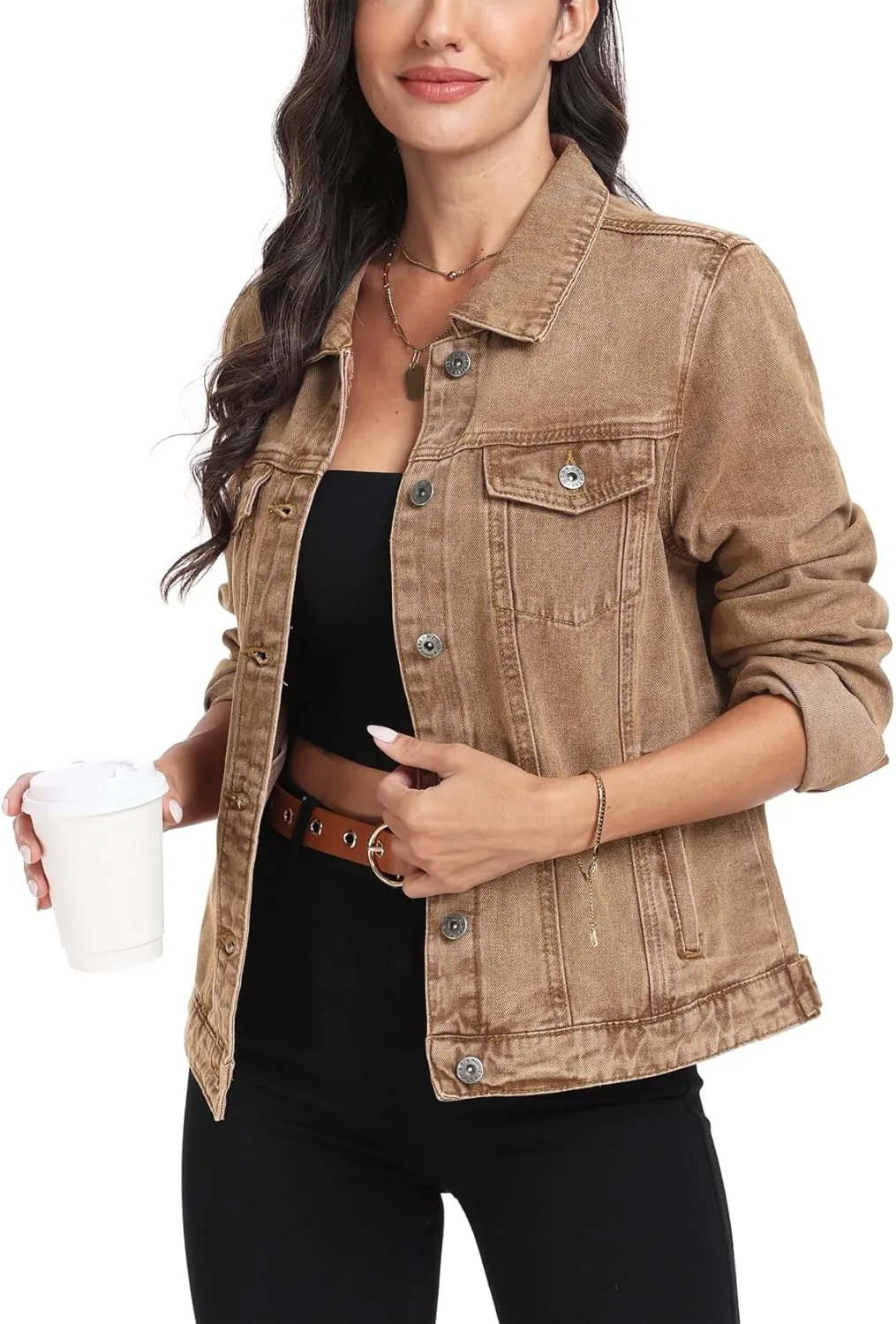MISS MOLY Women's Denim Jackets Button Up Long Sleeve Basic Trendy Trucker Jackets
