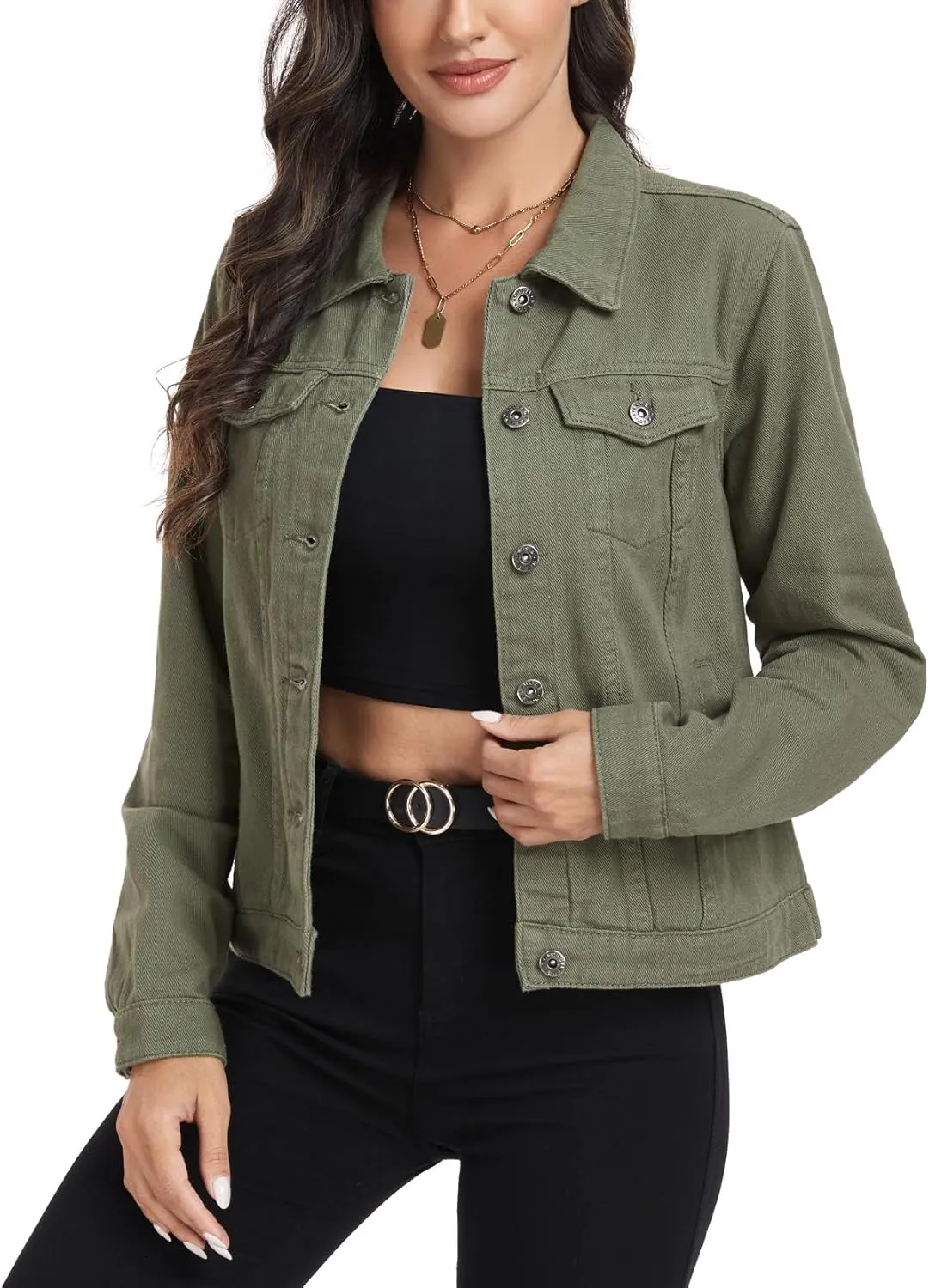 MISS MOLY Women's Denim Jackets Button Up Long Sleeve Basic Trendy Trucker Jackets