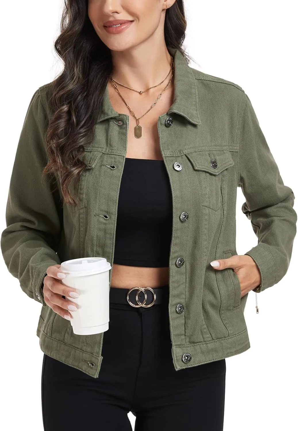 MISS MOLY Women's Denim Jackets Button Up Long Sleeve Basic Trendy Trucker Jackets