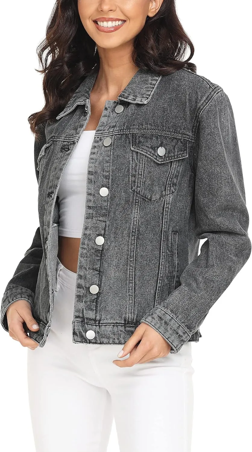MISS MOLY Women's Denim Jackets Button Up Long Sleeve Basic Trendy Trucker Jackets