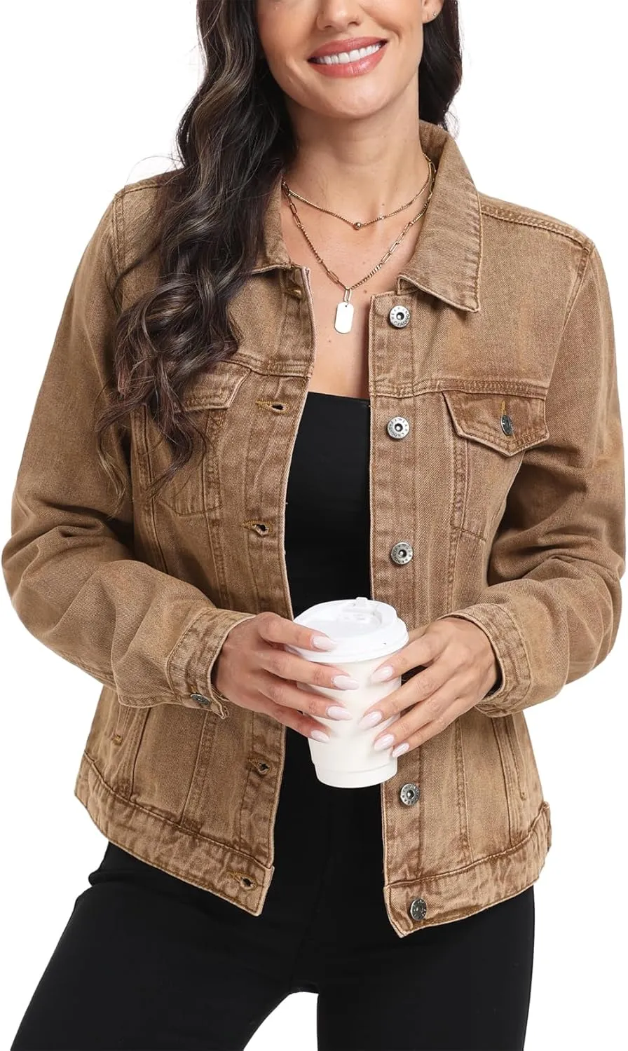 MISS MOLY Women's Denim Jackets Button Up Long Sleeve Basic Trendy Trucker Jackets