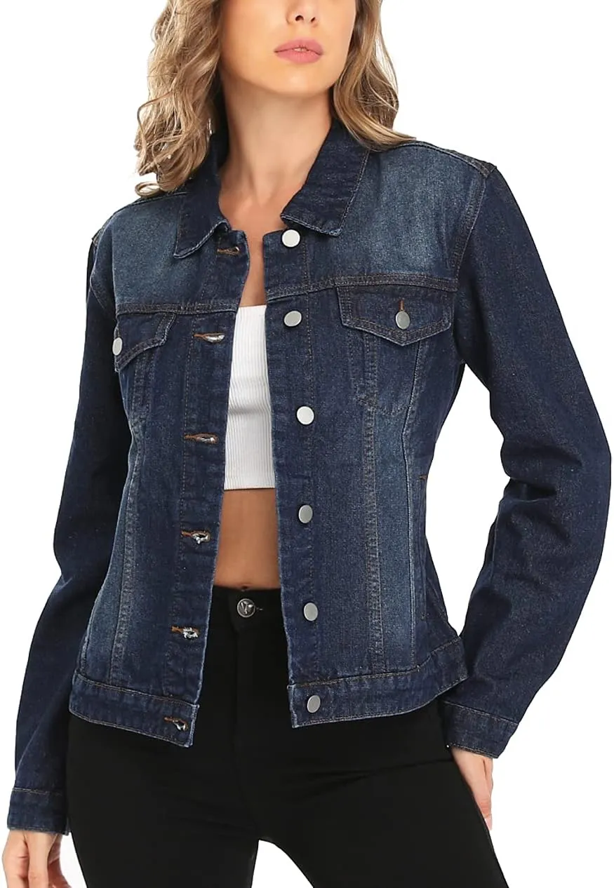 MISS MOLY Women's Denim Jackets Button Up Long Sleeve Basic Trendy Trucker Jackets