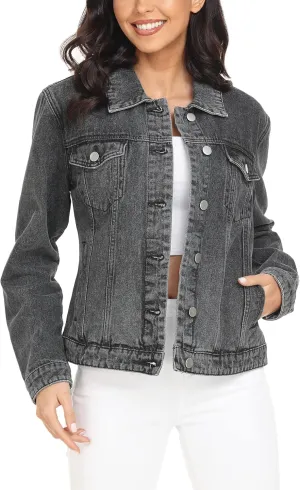 MISS MOLY Women's Denim Jackets Button Up Long Sleeve Basic Trendy Trucker Jackets