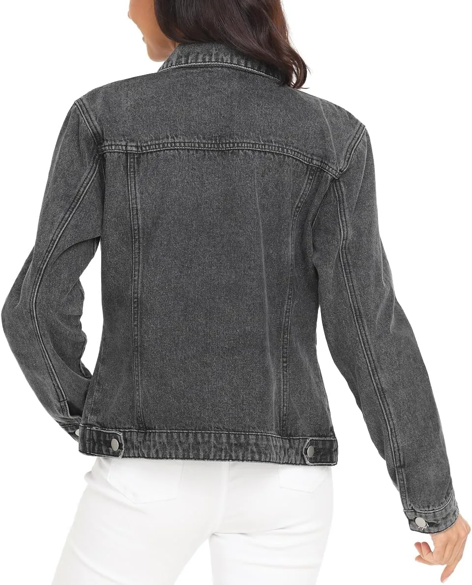 MISS MOLY Women's Denim Jackets Button Up Long Sleeve Basic Trendy Trucker Jackets