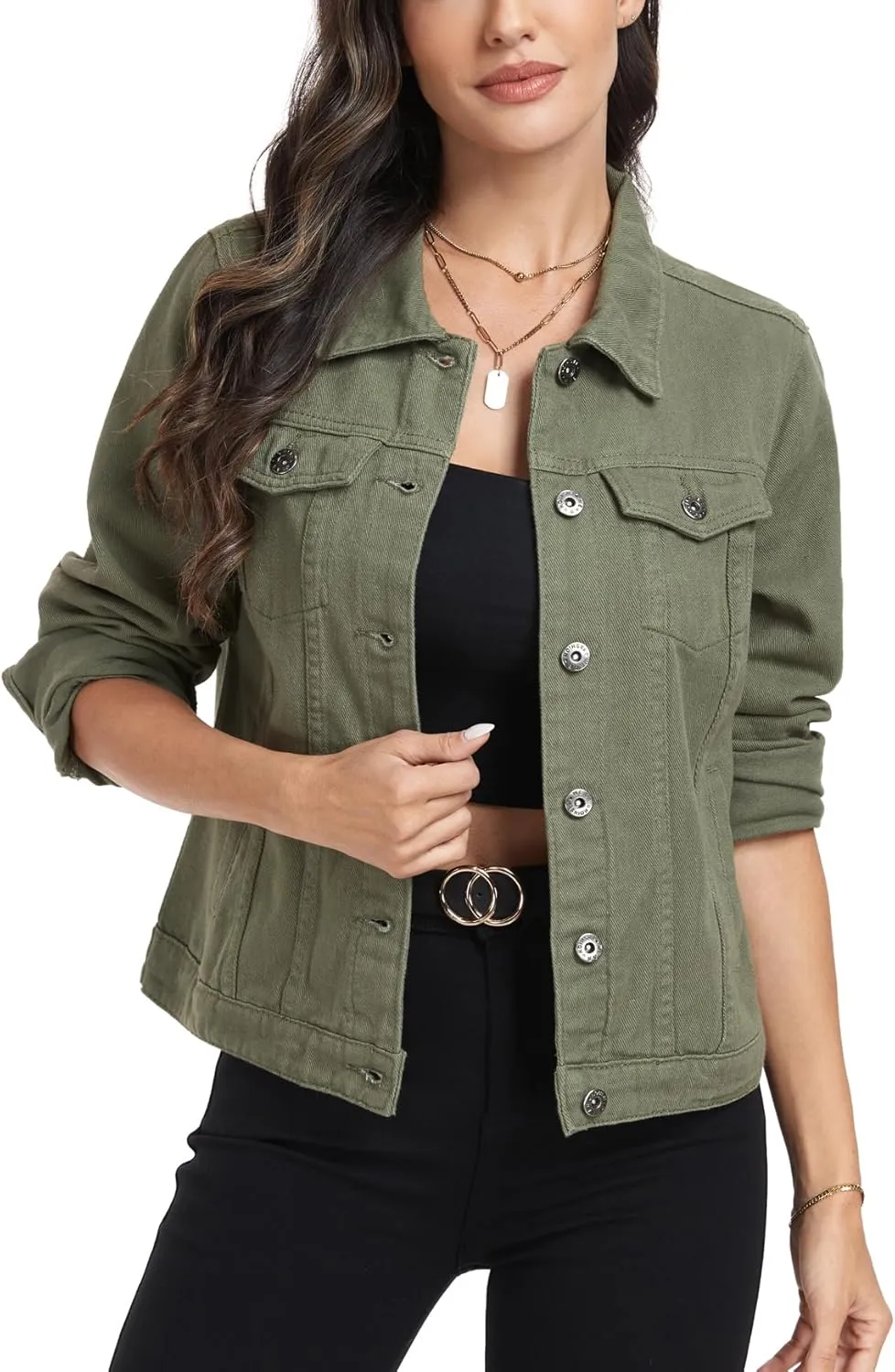 MISS MOLY Women's Denim Jackets Button Up Long Sleeve Basic Trendy Trucker Jackets
