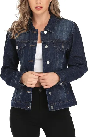 MISS MOLY Women's Denim Jackets Button Up Long Sleeve Basic Trendy Trucker Jackets