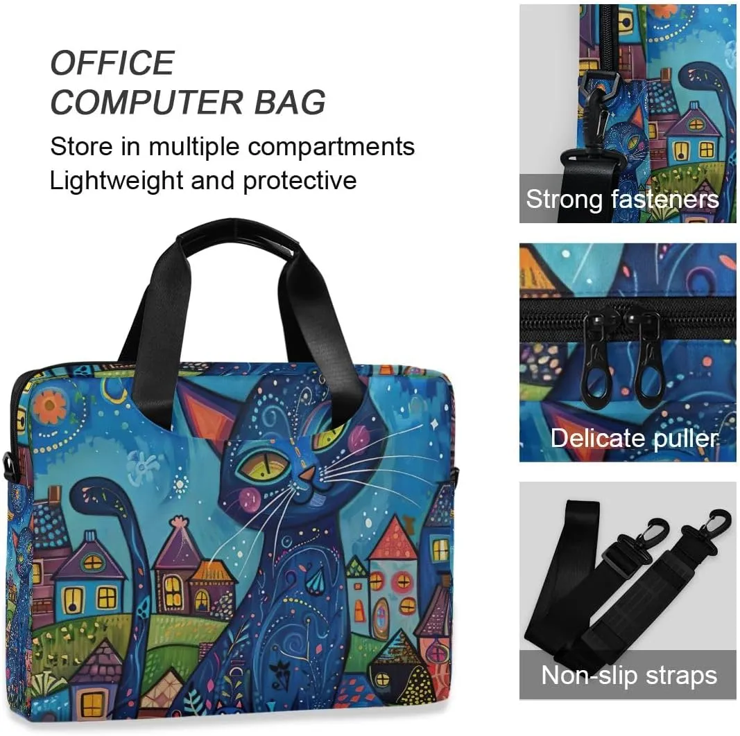 Moon and Women on Dark Laptop Shoulder Bag 15.6 Inch Laptop Tablet Sleek Messenger Bag Business Casual