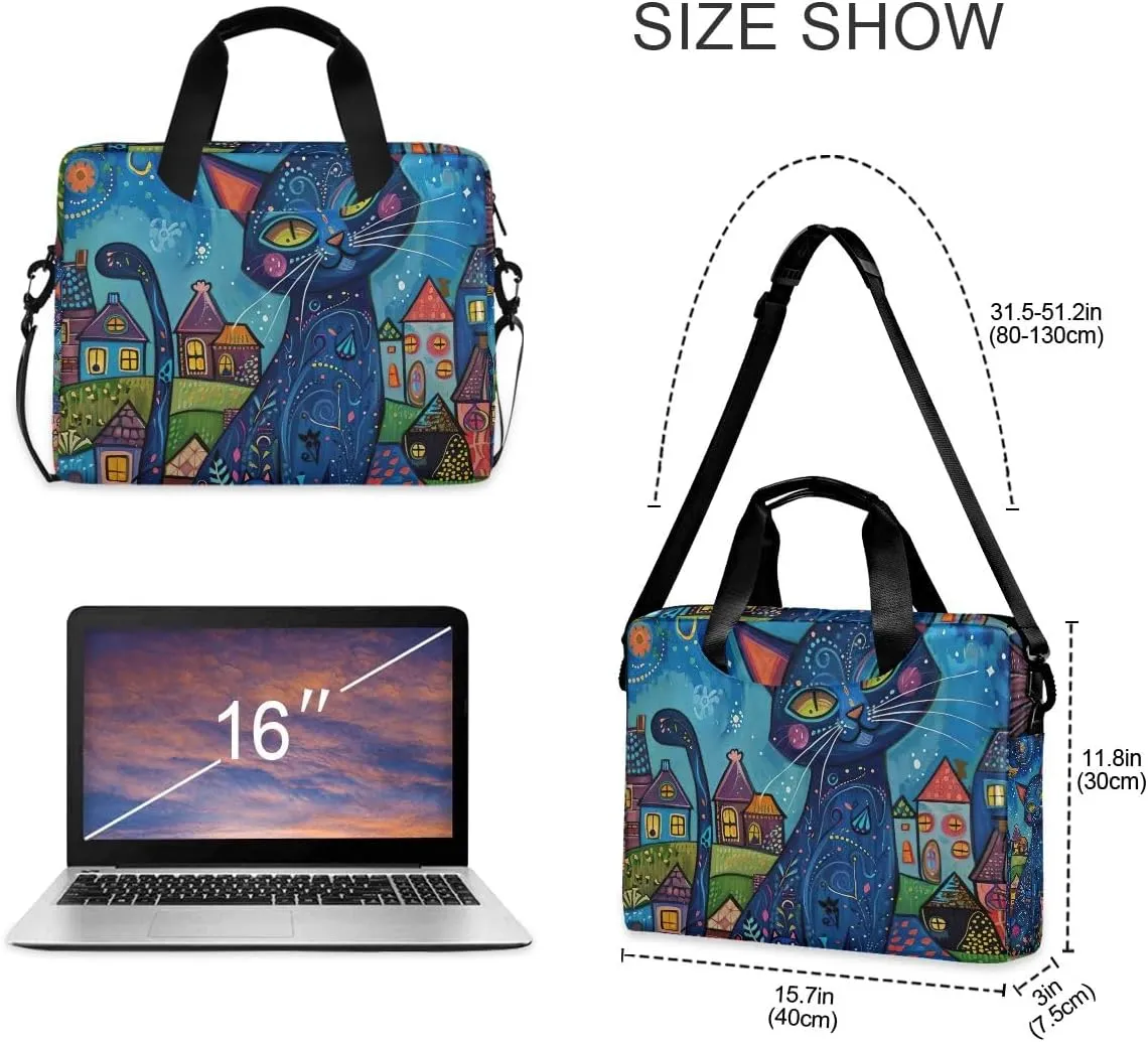 Moon and Women on Dark Laptop Shoulder Bag 15.6 Inch Laptop Tablet Sleek Messenger Bag Business Casual