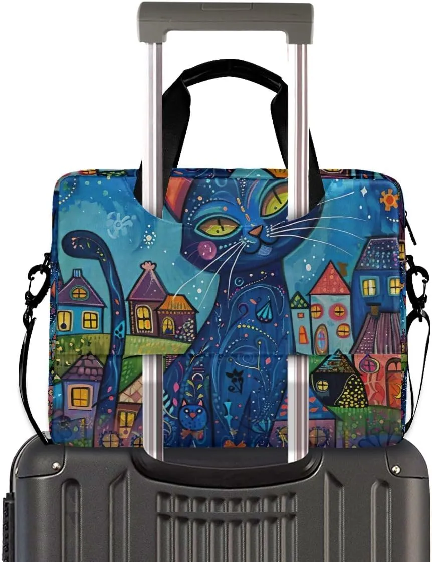 Moon and Women on Dark Laptop Shoulder Bag 15.6 Inch Laptop Tablet Sleek Messenger Bag Business Casual