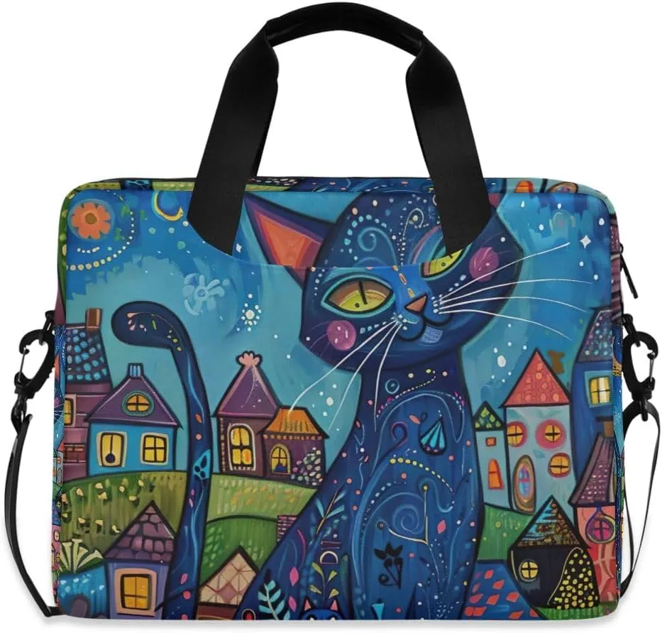 Moon and Women on Dark Laptop Shoulder Bag 15.6 Inch Laptop Tablet Sleek Messenger Bag Business Casual