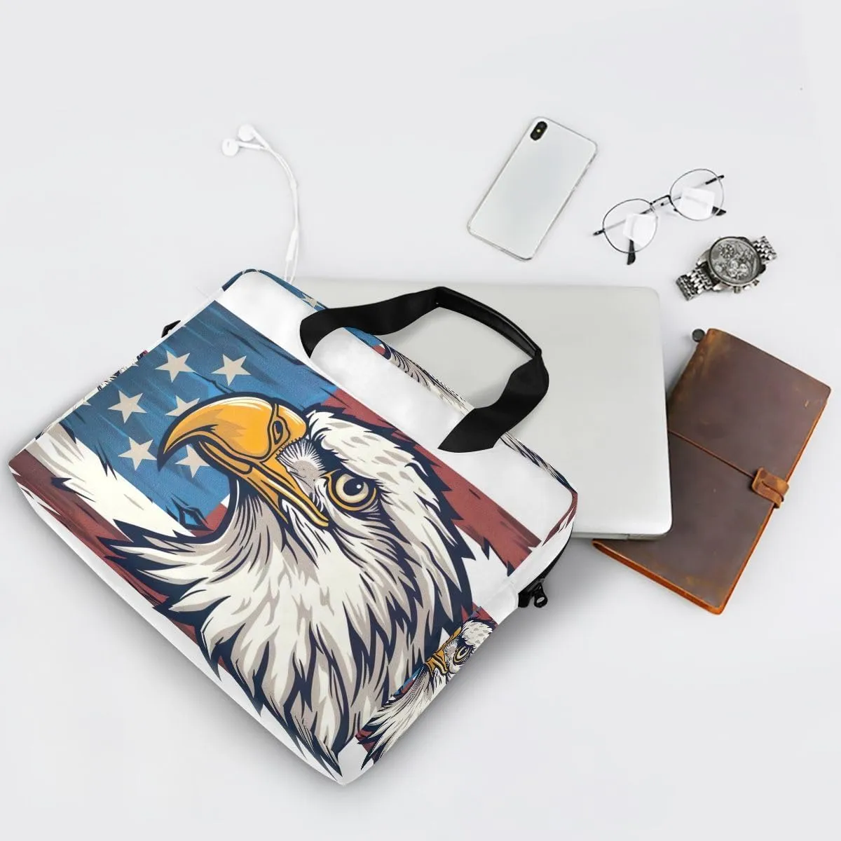 Moon and Women on Dark Laptop Shoulder Bag 15.6 Inch Laptop Tablet Sleek Messenger Bag Business Casual