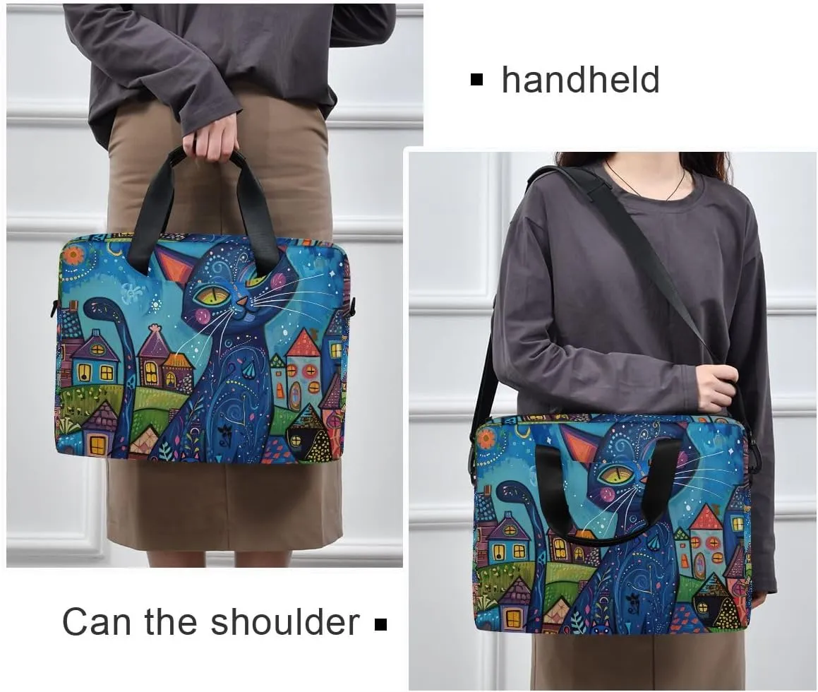 Moon and Women on Dark Laptop Shoulder Bag 15.6 Inch Laptop Tablet Sleek Messenger Bag Business Casual