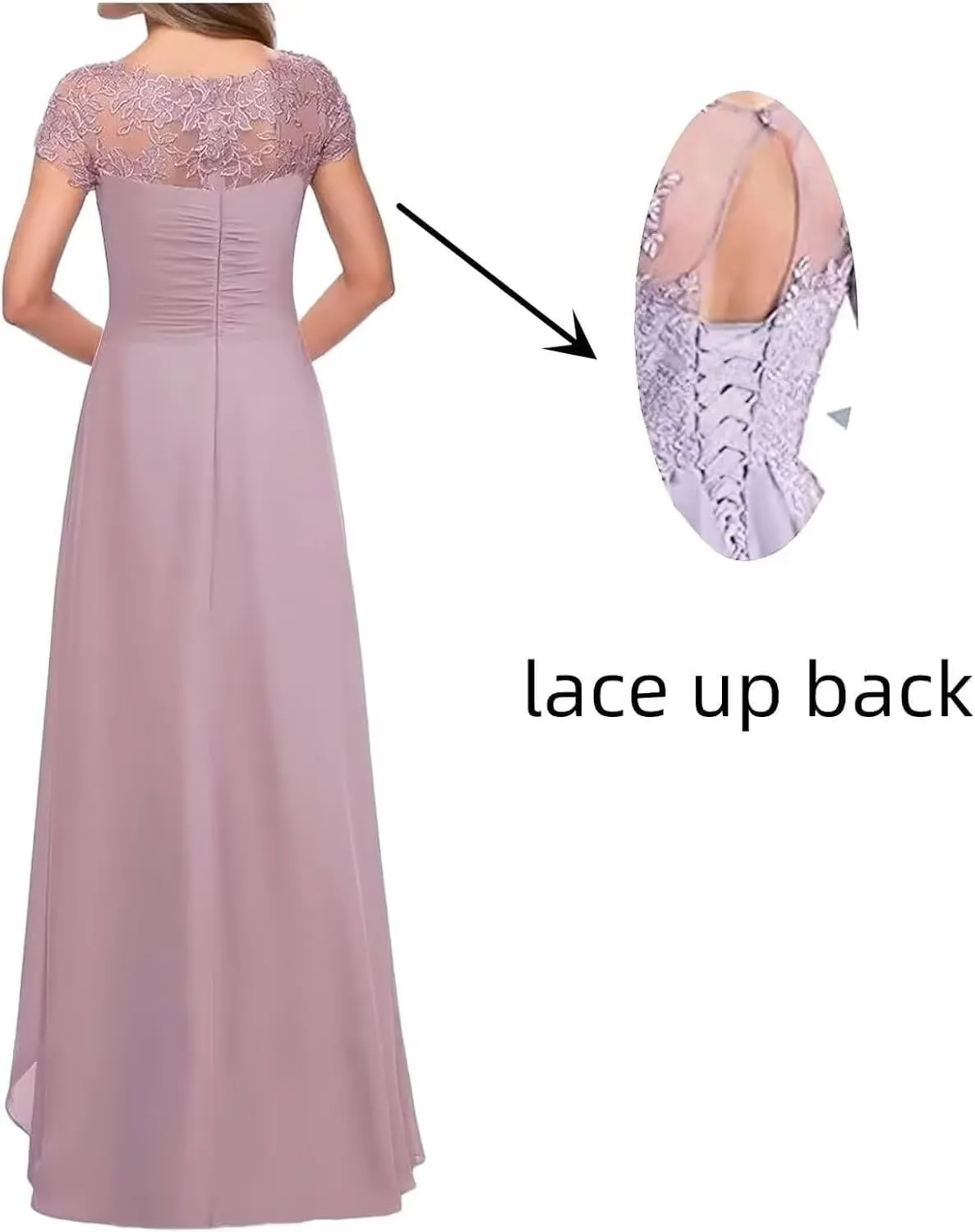 Mother-of-The-Bride-Dresses-for-Wedding Short Sleeve - Ruffled Chiffon Long Formal Evening Gowns