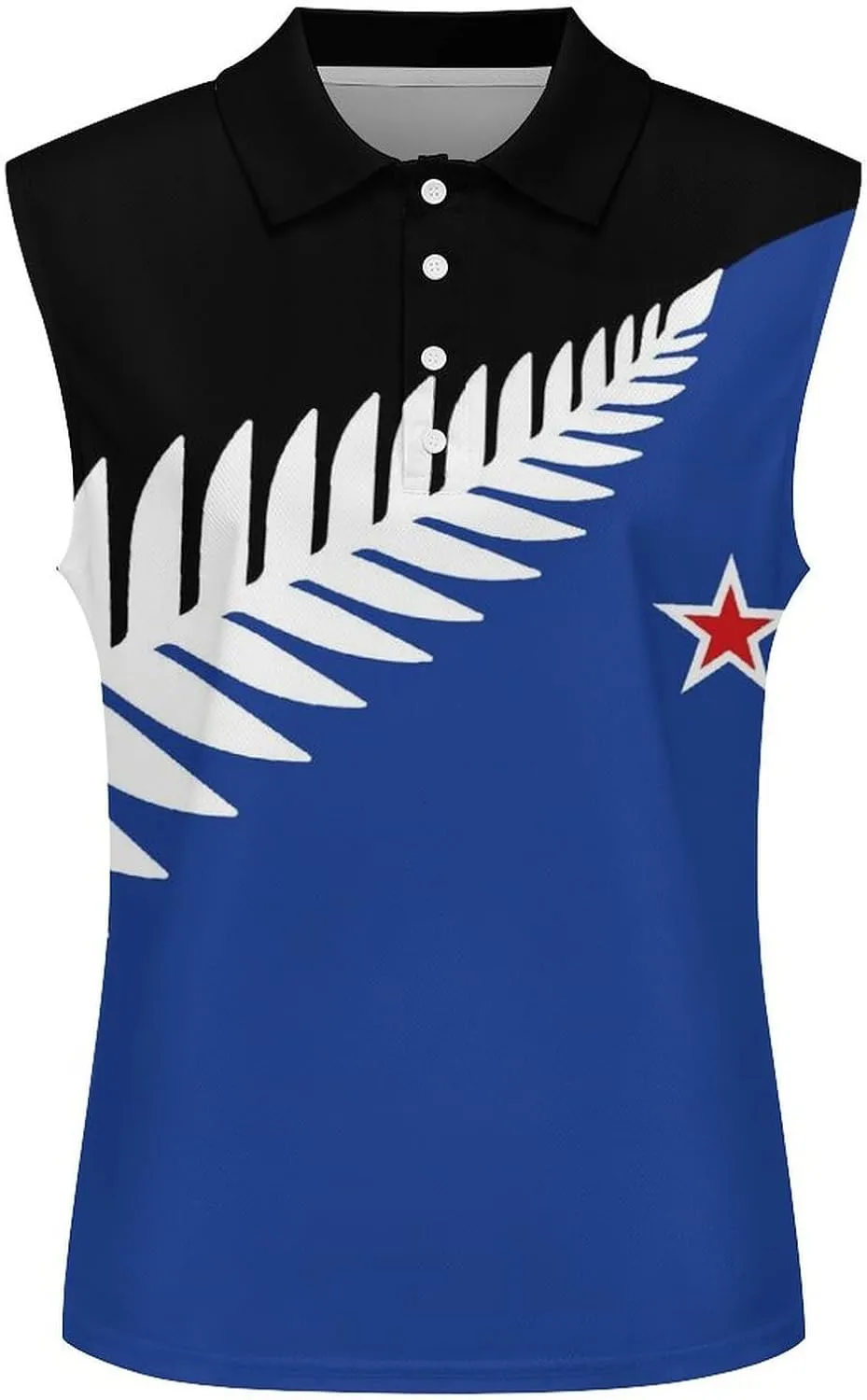 New Zealand New Flag Women's Sleeveless Golf Polo Shirts Athletic Tank Tops