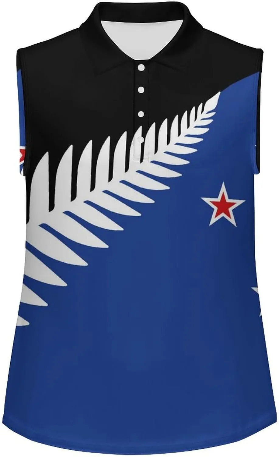 New Zealand New Flag Women's Sleeveless Golf Polo Shirts Athletic Tank Tops