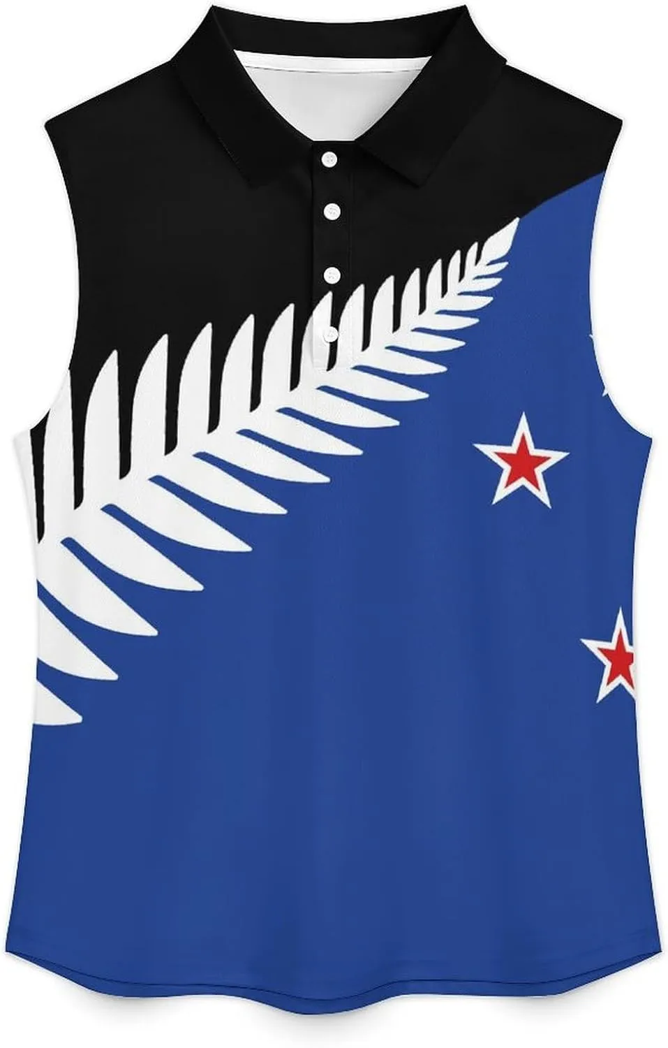 New Zealand New Flag Women's Sleeveless Golf Polo Shirts Athletic Tank Tops