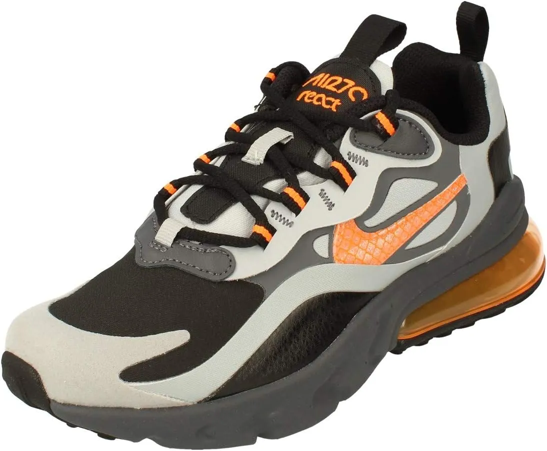 Nike Air Max 270 React Winter GS Running Trainers BQ4760 Sneakers Shoes (UK 5.5 us 6Y EU 38.5, Black Total Orange Grey 001)