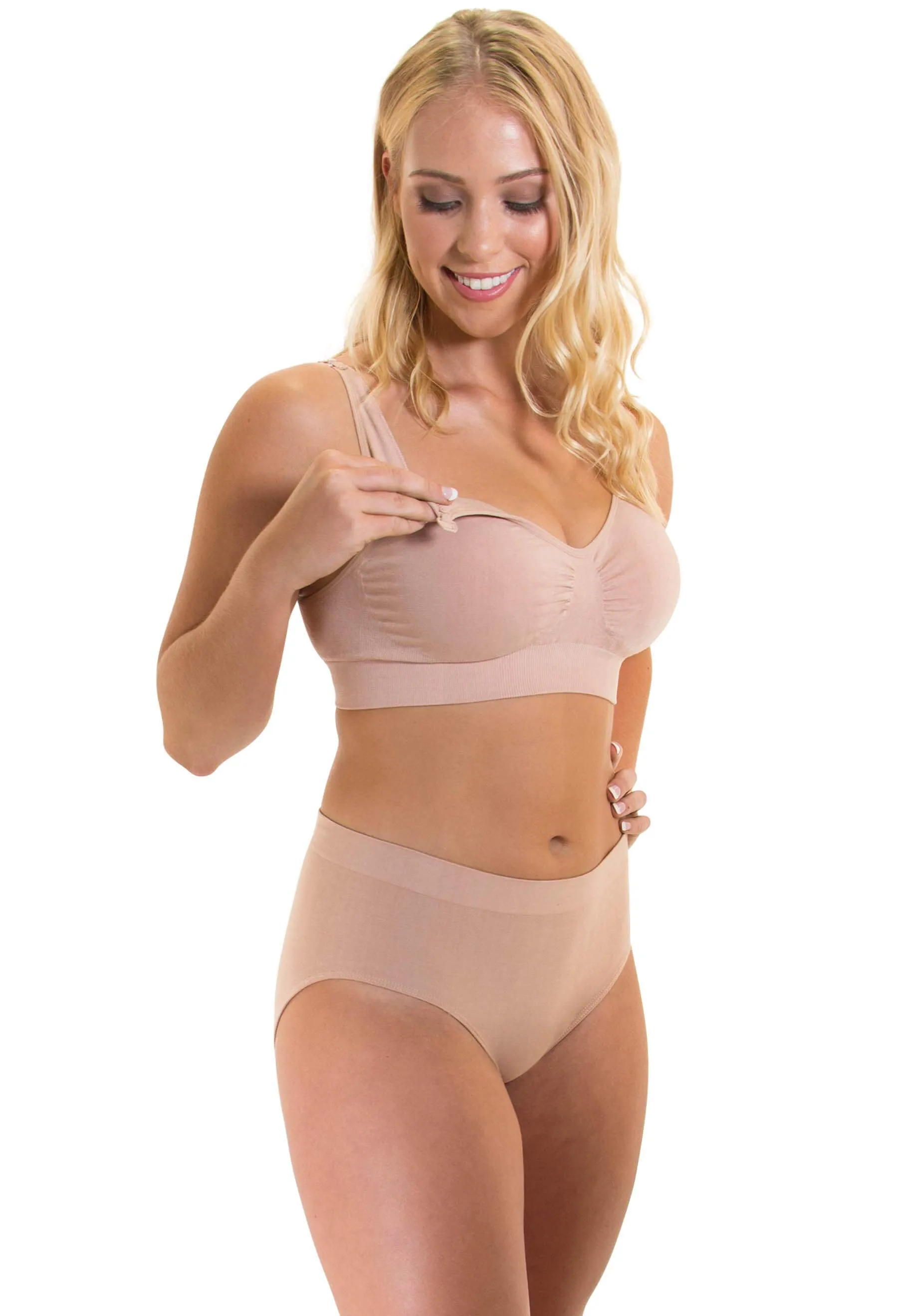Nude Bamboo Nursing Bra   High Cut Undies Set With FREE Eco-Friendly Reusable Nursing Pads
