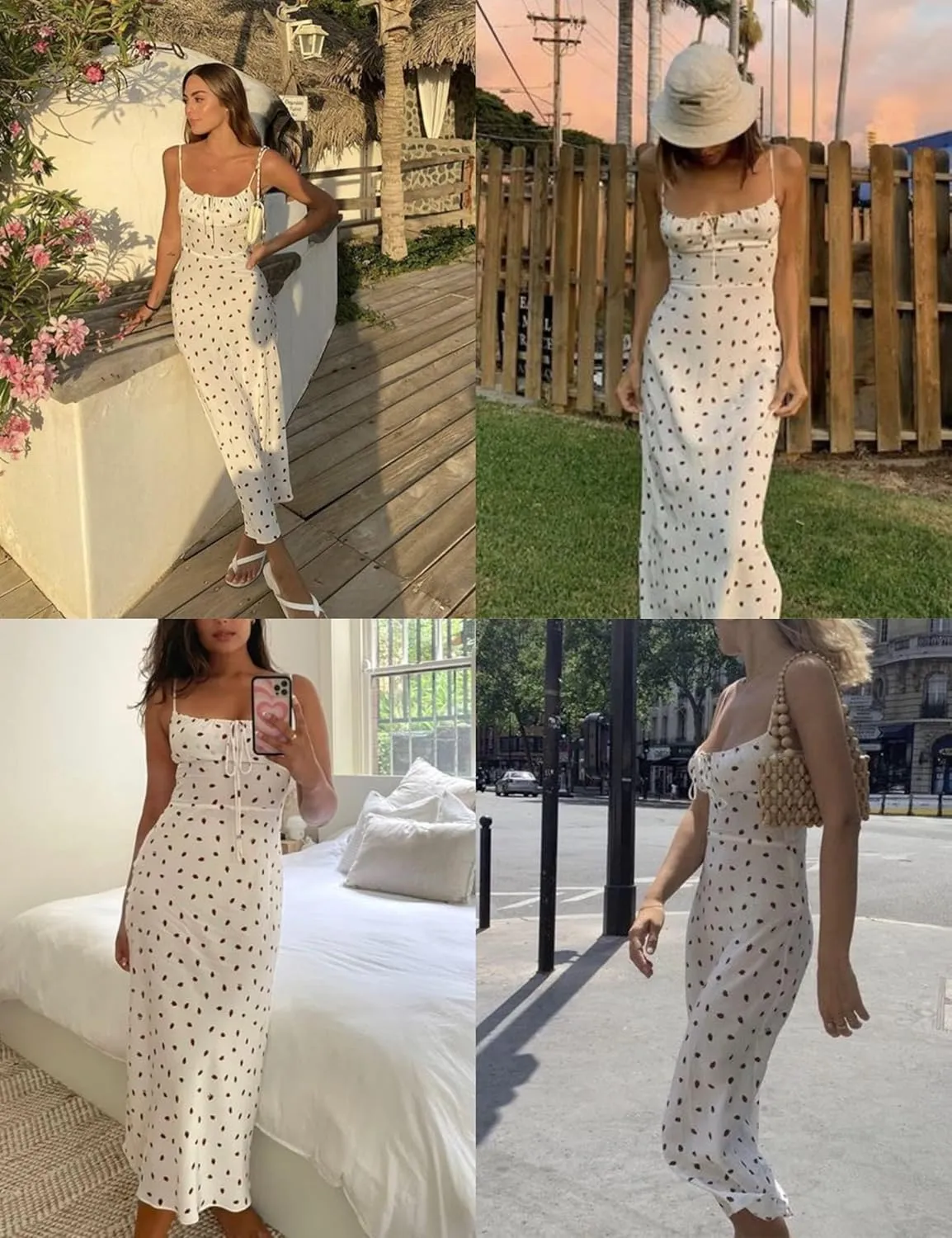 Omoone Womens Floral Dress Low-Cut Square Neck Spaghetti Strap Tie Bodycorn 90s Y2k Sun Dresses