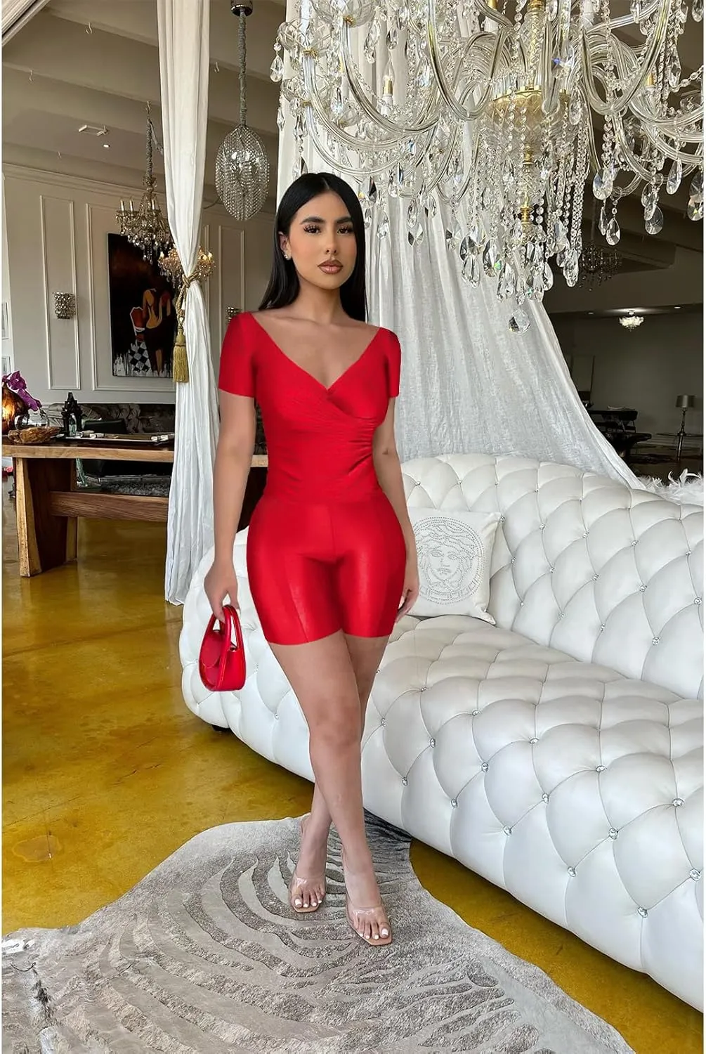 One Piece Jumpsuits for Women - Sexy Off The Shoulder Twist Front Cut Out High Waisted Bodycon Rompers Club Night Outfits