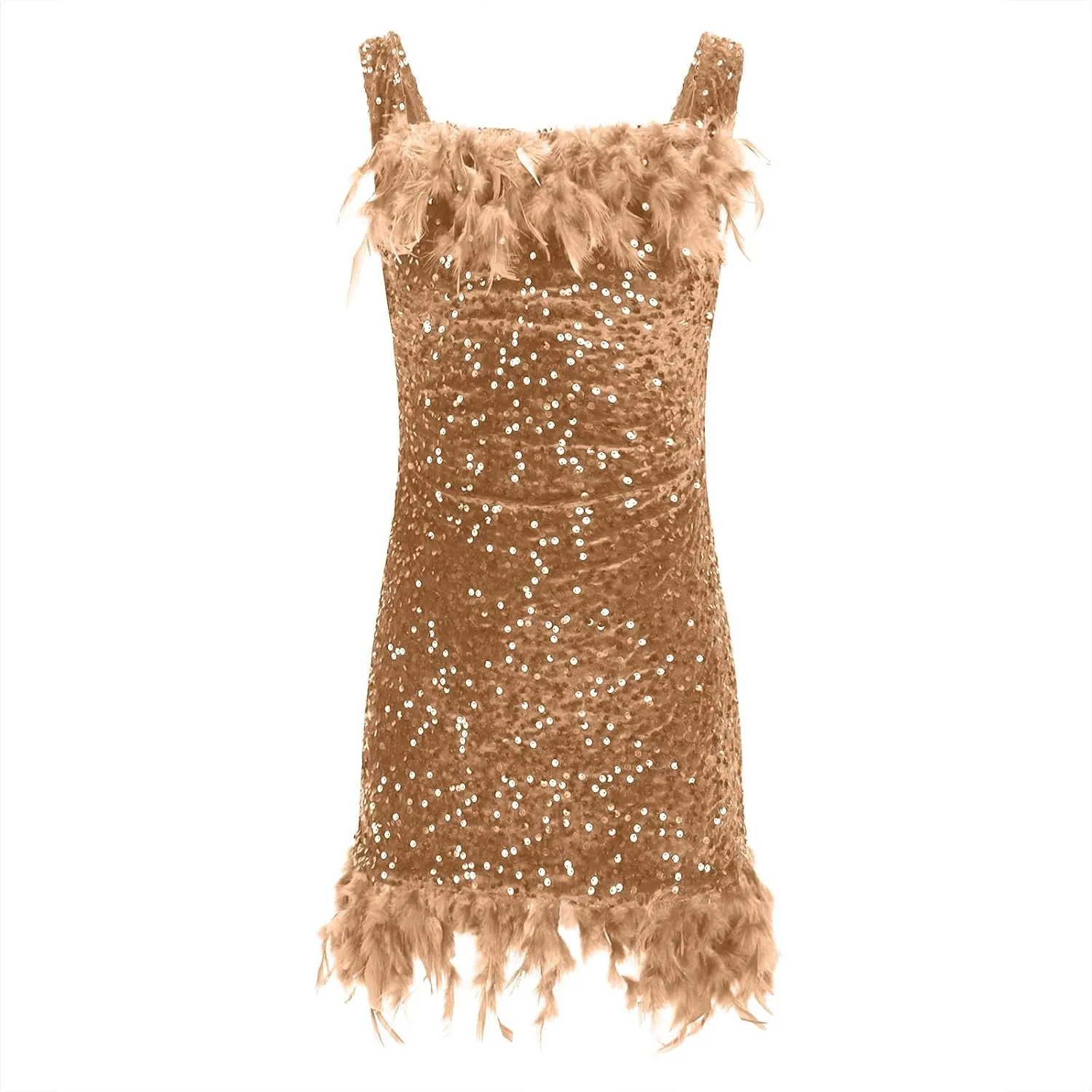 Oplxuo Sequins Feather Short Birthday Party Dresses for Women Off Shoulder Bodycon Dress Plus Size Cocktail Evening Gowns