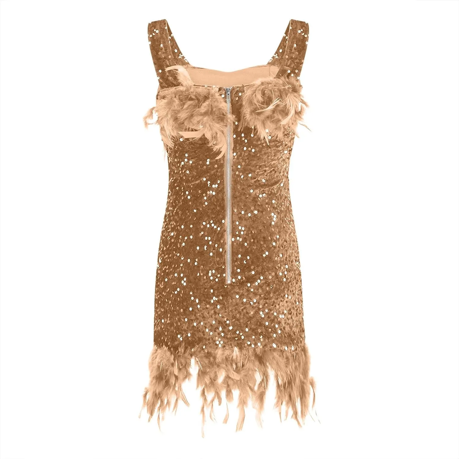 Oplxuo Sequins Feather Short Birthday Party Dresses for Women Off Shoulder Bodycon Dress Plus Size Cocktail Evening Gowns