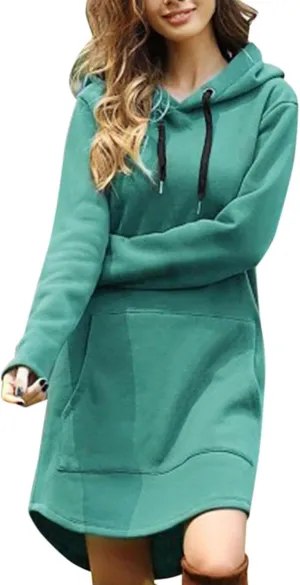 Oversized Hoodie Dress for Women Fleece Hooded Sweatshirt Dress with Pockets Casual Cute Preppy Tunic Mini Dresses