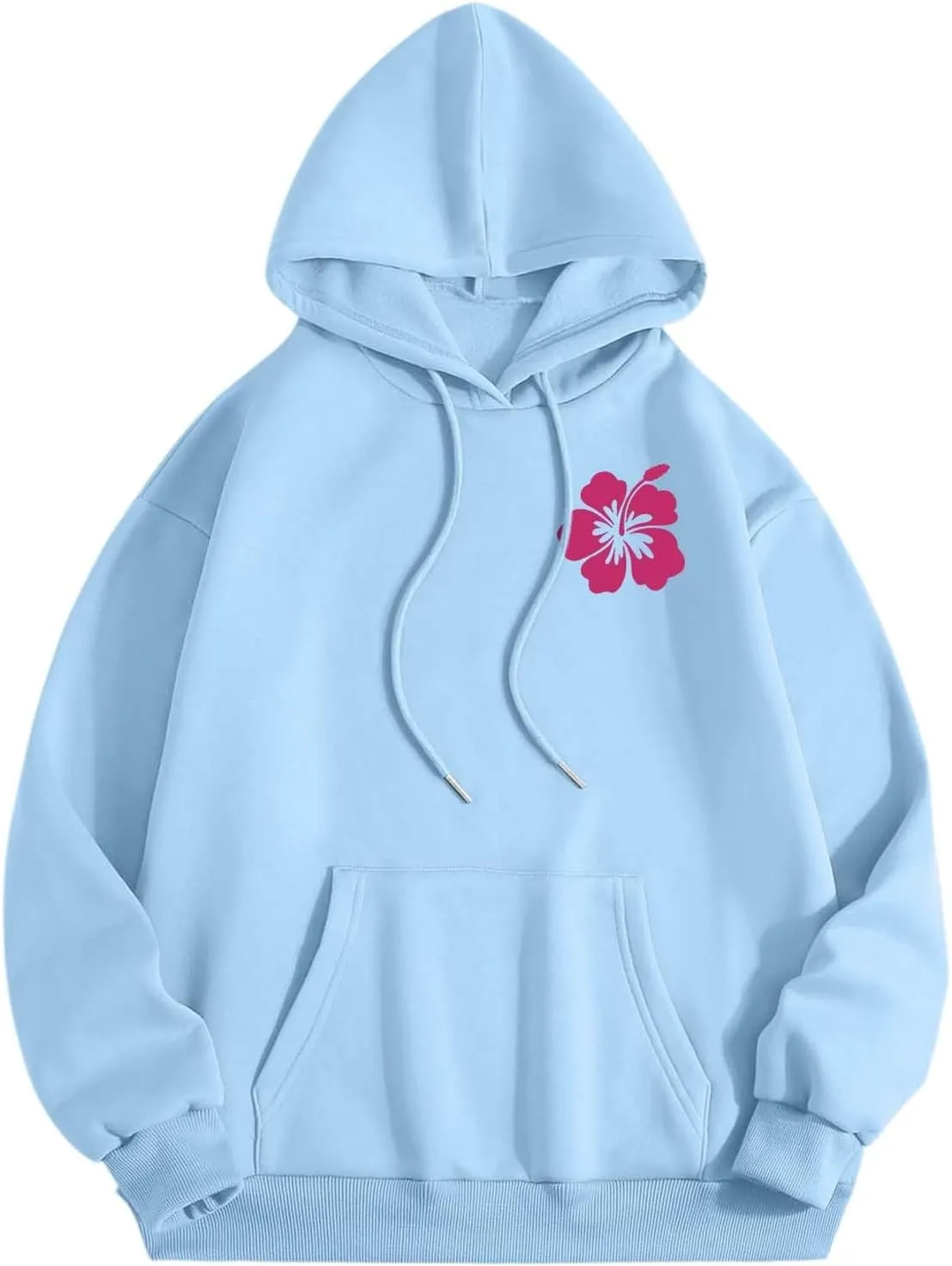 Oversized Hoodies for Women Teen Girls Pink Letter Graphic Long Sleeve Y2K Hooded Comfort Sweatshirt Pink Hoodie