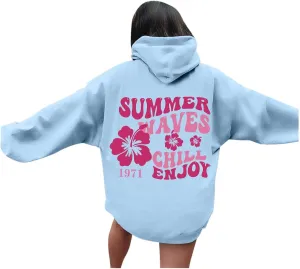 Oversized Hoodies for Women Teen Girls Pink Letter Graphic Long Sleeve Y2K Hooded Comfort Sweatshirt Pink Hoodie
