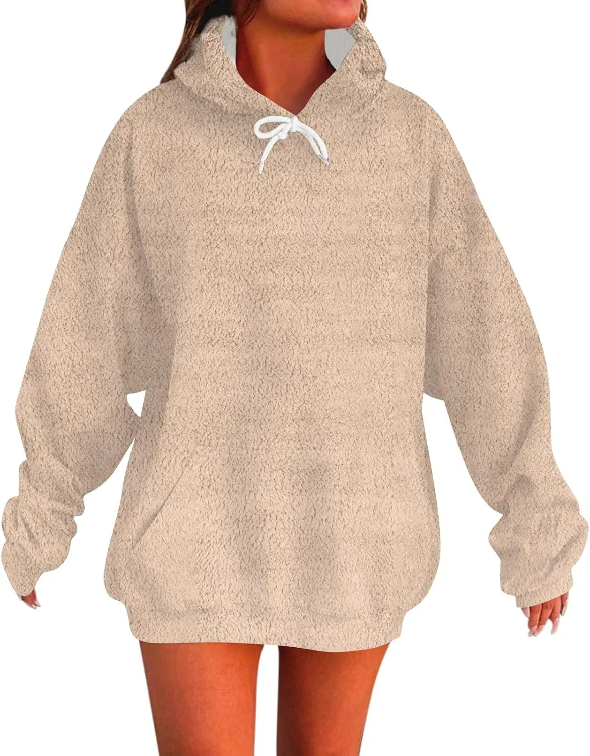 Oversized Hoodies For Women Trendy Flannel Winter Soft Sweatshirt With Pockets Tops Drawstring Fall Clothes