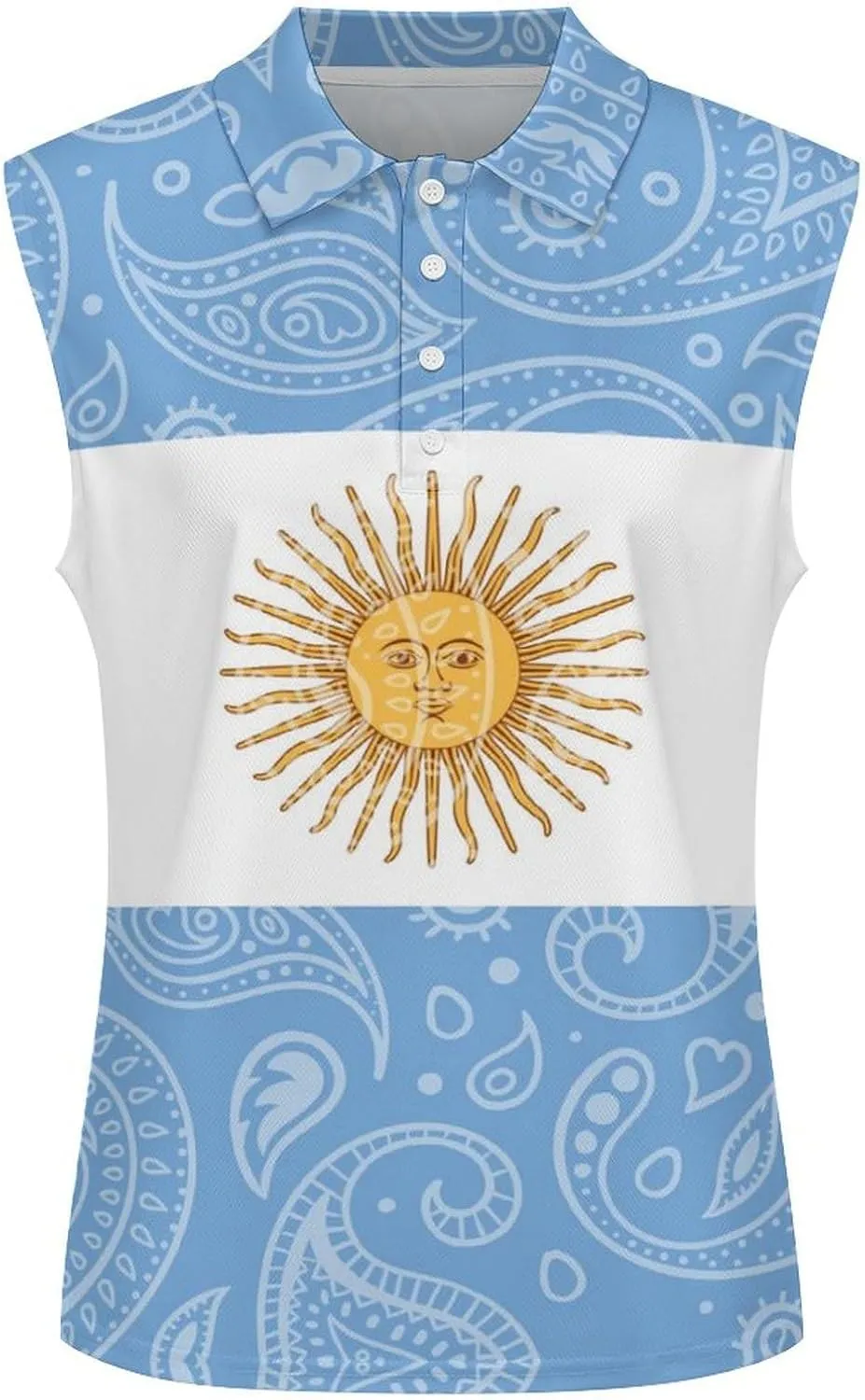 Paisley Argentina Flag Women's Sleeveless Golf Polo Shirts Athletic Tank Tops