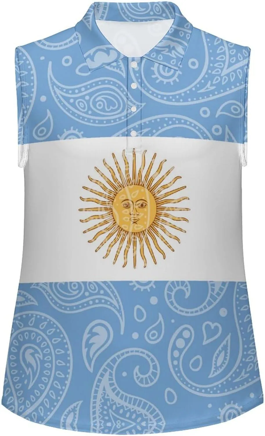 Paisley Argentina Flag Women's Sleeveless Golf Polo Shirts Athletic Tank Tops