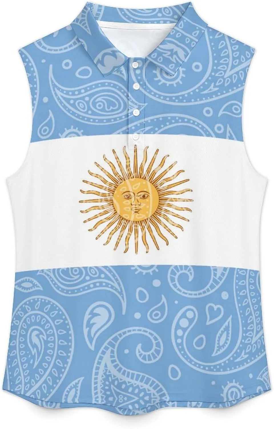 Paisley Argentina Flag Women's Sleeveless Golf Polo Shirts Athletic Tank Tops