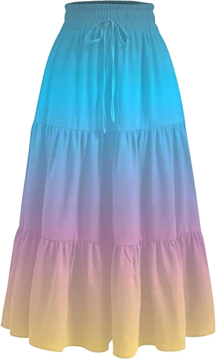 Partys Tapered Hems Skirts Ladies Pop Summer Cozy Loose Women Floral Elastic Waist