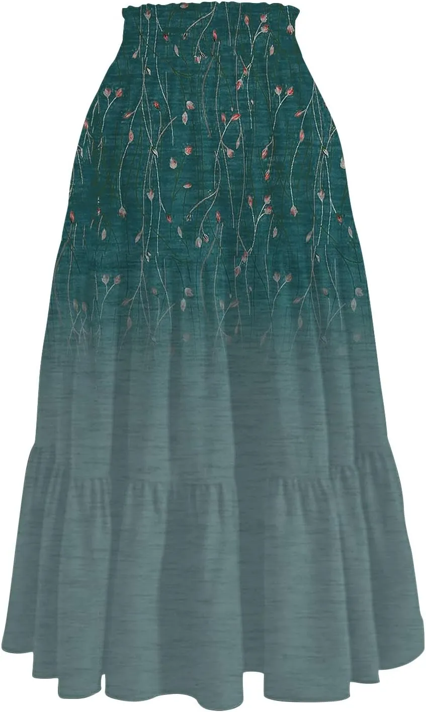 Partys Tapered Hems Skirts Ladies Pop Summer Cozy Loose Women Floral Elastic Waist