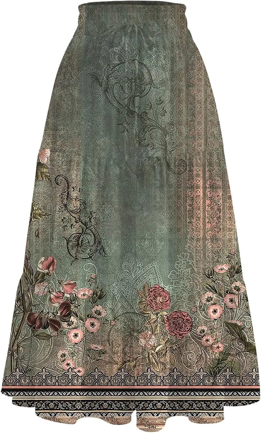 Partys Tapered Hems Skirts Ladies Pop Summer Cozy Loose Women Floral Elastic Waist