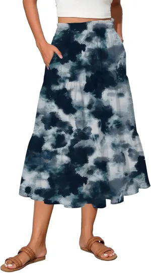 Partys Tapered Hems Skirts Ladies Pop Summer Cozy Loose Women Floral Elastic Waist