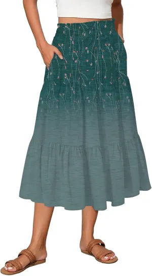 Partys Tapered Hems Skirts Ladies Pop Summer Cozy Loose Women Floral Elastic Waist