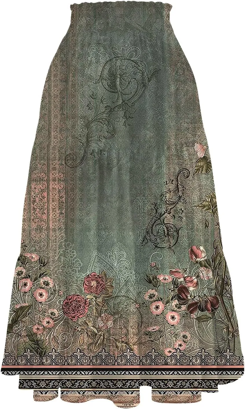 Partys Tapered Hems Skirts Ladies Pop Summer Cozy Loose Women Floral Elastic Waist