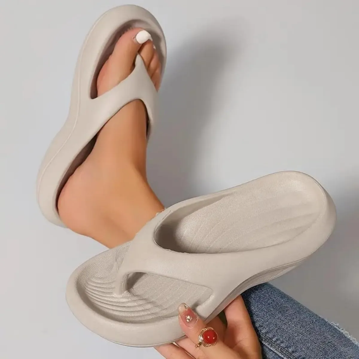 Pillow Arch Support Flip Flops, Ultra Lightweight Non-slip Arch Support Flip Flops