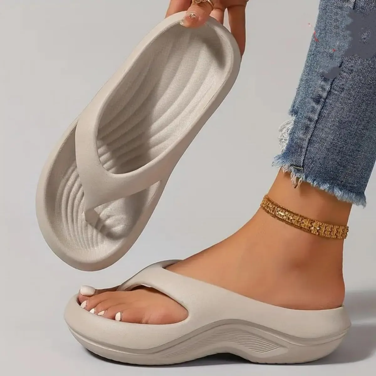 Pillow Arch Support Flip Flops, Ultra Lightweight Non-slip Arch Support Flip Flops