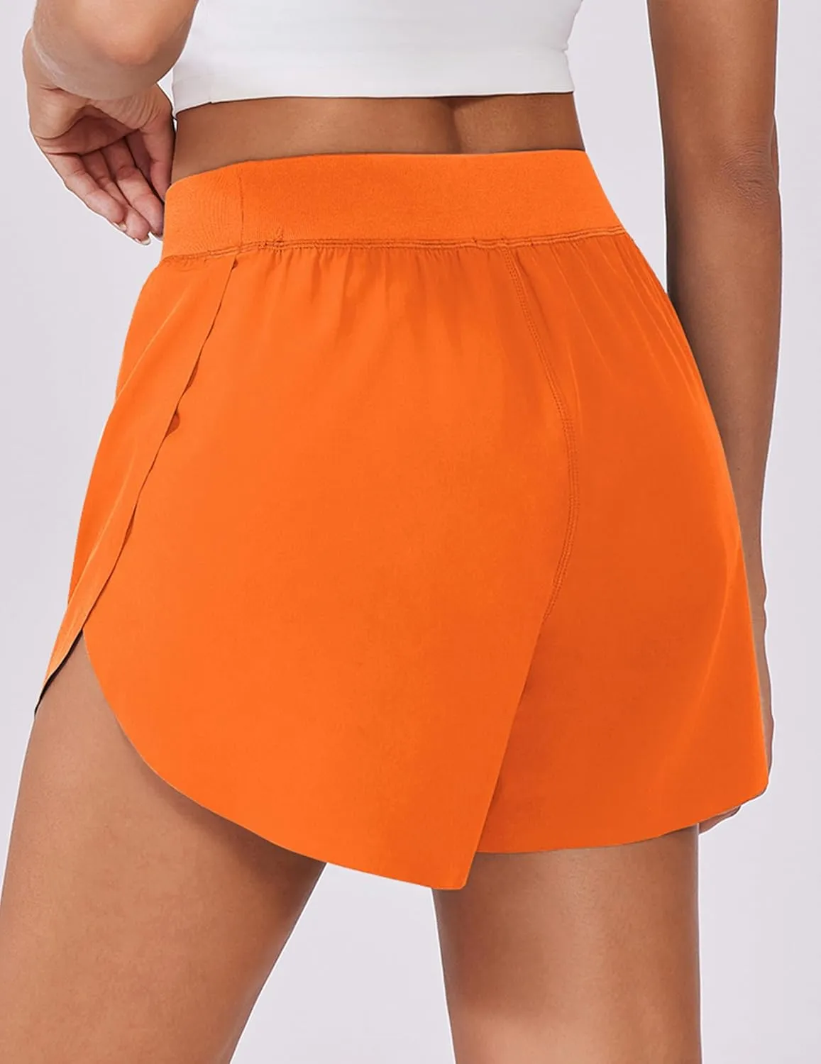 PINSPARK Womens Running Shorts High Waisted Athletic Shorts Quick Dry Exercise Workout Shorts with Mesh Liner