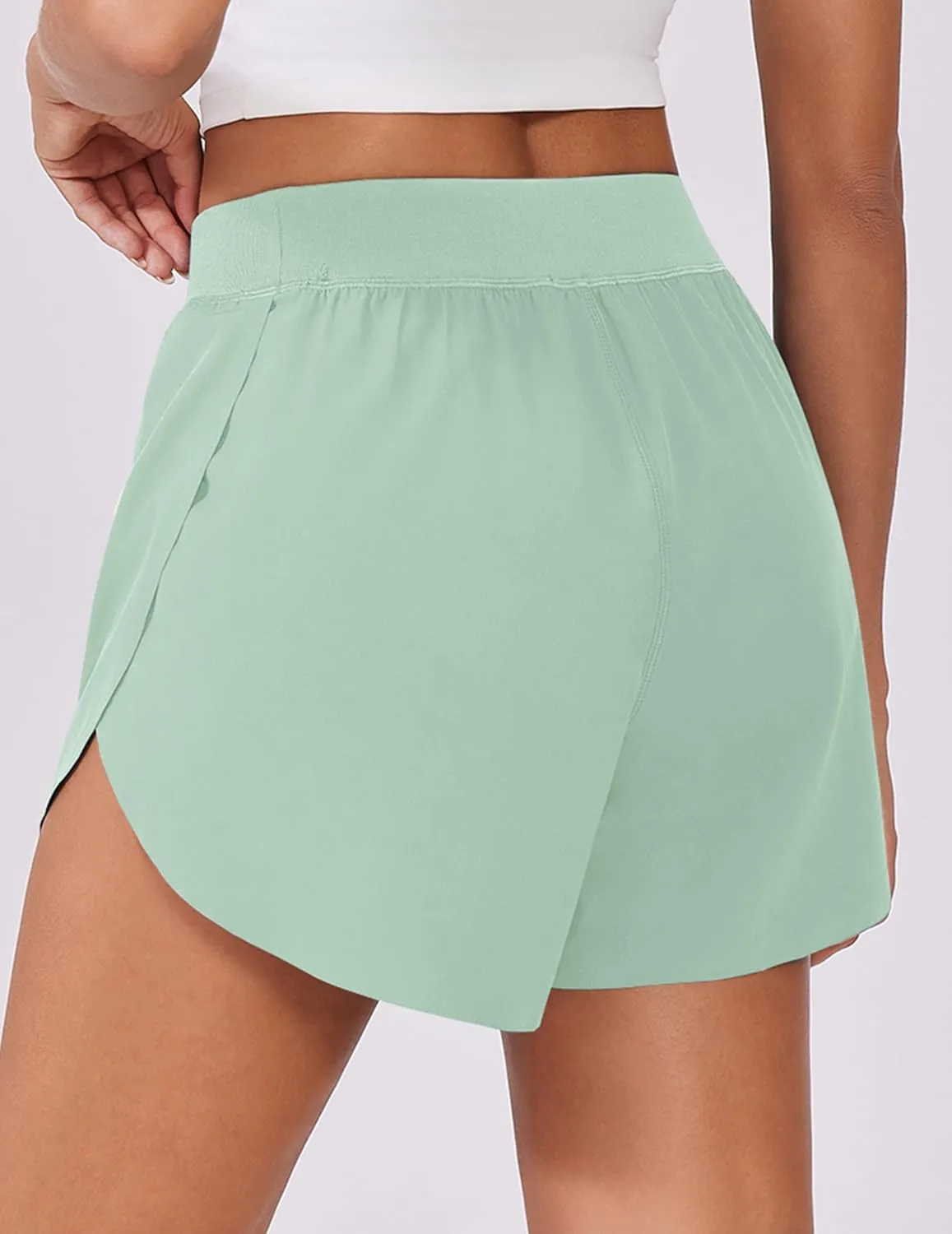PINSPARK Womens Running Shorts High Waisted Athletic Shorts Quick Dry Exercise Workout Shorts with Mesh Liner